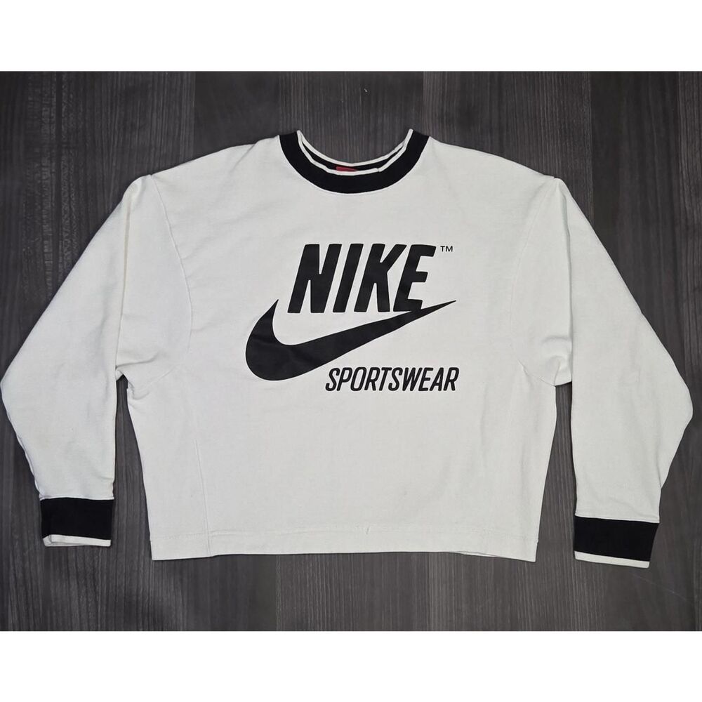 Nike Women's White and Black Sweatshirt XS